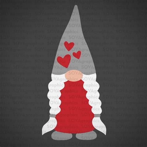 SOVAgraphics Gnome Boy svg Craft Cut file Heart svg Silhouette Clipart Nordic Valentine Gnome ...