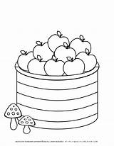 Fall Season  Coloring Page Basket Of Apples Planerium sketch template