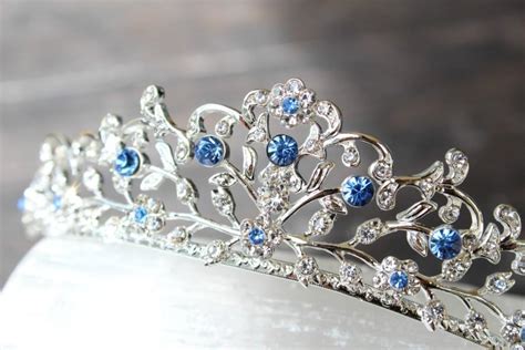 Something Blue Bridal Tiara, Swarovski Crystal Bridal Crown, Blue Tiara, Cinderella Tiara ...