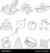 Set Of Toys For coloring Royalty Free Vector Image sketch template
