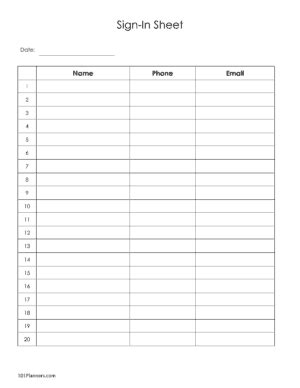 Sign Up Sheet | Sign In Sheet | Instant Download | Many Layouts