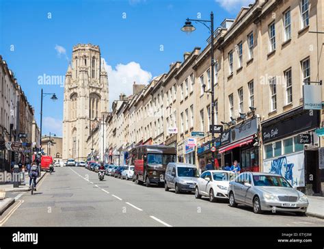 Bristol Park street with Wills memorial building Bristol city centre ...