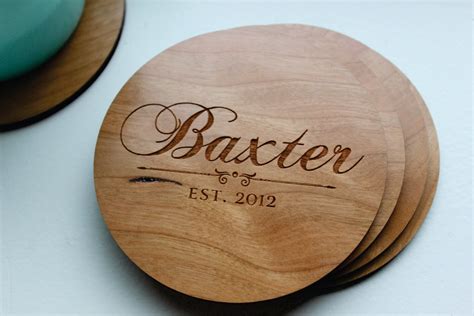 Engraved Wood Coasters Personalized Womens Home Decor