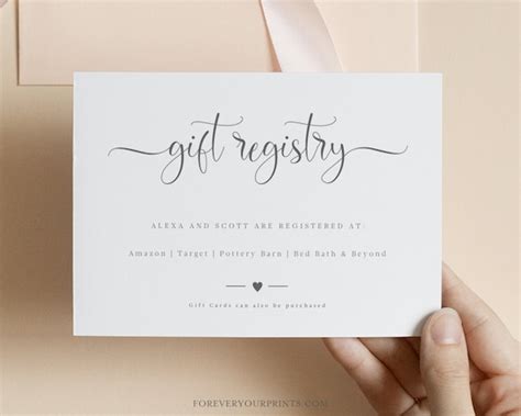 Printable Wedding Gift Registry Template Wedding Insert | ubicaciondepersonas.cdmx.gob.mx