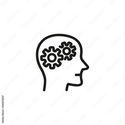 Vecteur Stock Psychiatry thin line icon. Brainwork, gears in head, mental process isolated ...