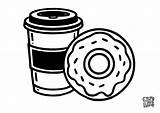 Takeaway coffee And Donut Coloring Page  Color This Life sketch template