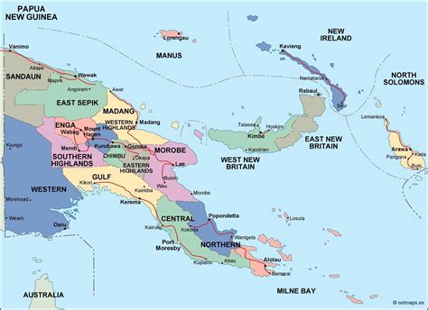 papua new guinea political digital map | Digital Maps. Netmaps UK ...