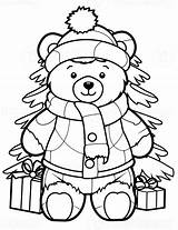 Educational Printable coloring Worksheet Teddy bear With Santa Claus  sketch template