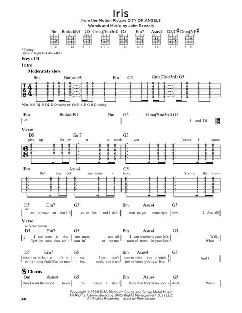 Iris by Goo Goo Dolls - Guitar Lead Sheet - Guitar Instructor