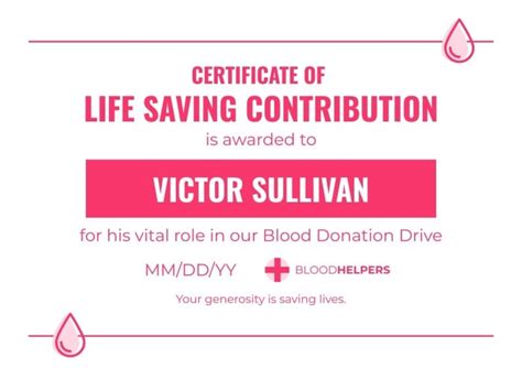 Design this Linear Flat Blood Donation Drive Volunteer Certificate layout online