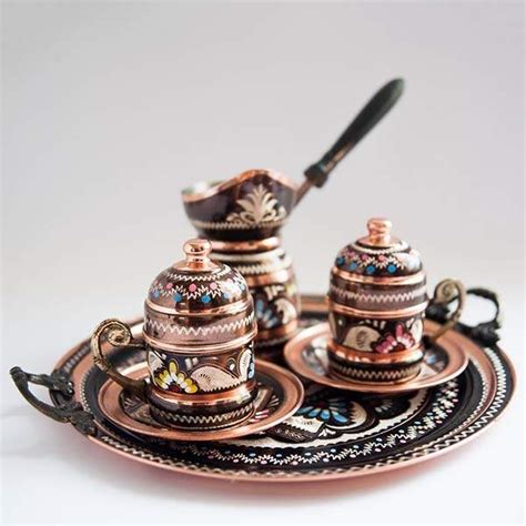 Hand-Painted Turkish Vintage Copper Coffee Set | Gadgetsin