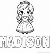 MADISON Coloring Page Alongside Of A Cute Princess sketch template