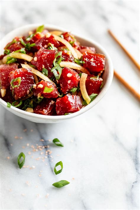 Shoyu Ahi Poke (Hawaiian Ahi Poke Bowl Recipe) - A Beautiful Plate