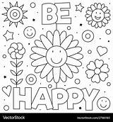 Be happy coloring Page Black And White Royalty Free Vector sketch template