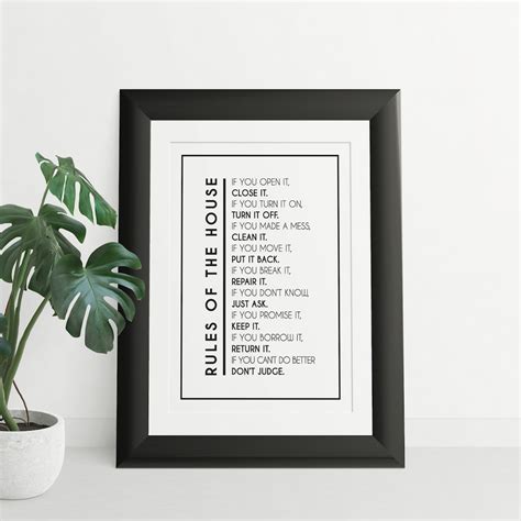 House Rules Rules Sign Home Decor Wall Print Family - Etsy