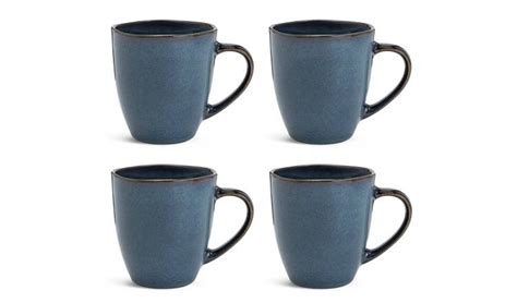 Buy Habitat Set of 4 Reactive Stoneware Mugs - Navy | Mugs and cups | Habitat