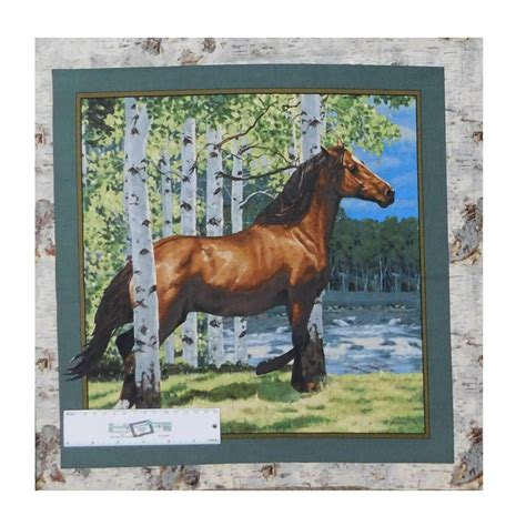 Patchwork Quilting Sewing Fabric Horses in the Woods 3 Panel | Etsy