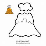 Trace The Volcano For Kids Coloring Page sketch template