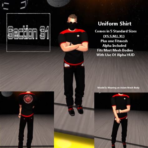 Second Life Marketplace - Section 31 Command Uniform T Shirt Mens