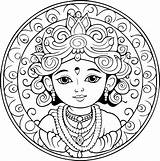 Hindu God Shree Krishna Black And White Coloring Page  Premium AI sketch template