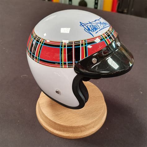 Sir Jackie Stewart 1/2 sized scale helmet SIGNED on Oak stand Bespoke items | Automobilia-UK ...