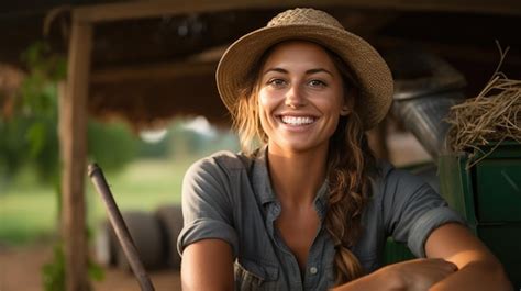 Premium Photo | Portrait of a female farmer resting after a day's work