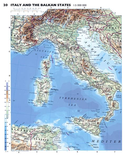 Large detailed physical map of Italy with roads and major cities | Vidiani.com | Maps of all ...