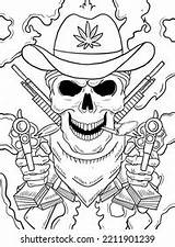 Stoner Trippy Skull Colouring Weed Printables Sketch Coloring Page sketch template