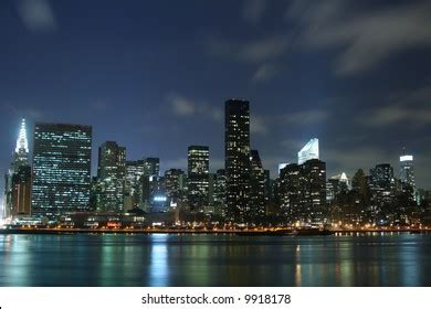 Midtown Manhattan Skyline Night Lights Nyc Stock Photo 9918178 ...