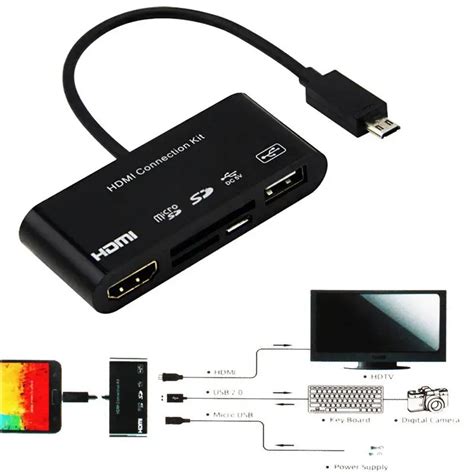 5 in 1 Micro 11p USB to HDMI Connection Kit Cable HDTV Adapter OTG SD ...