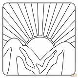 Pages Coloring Sunrise Sun Island Rise Colouring Drawing Clipart  sketch template