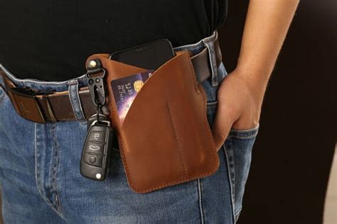 Leather Cell Phone Case Holster EDC Protection Sheath with Key | Etsy