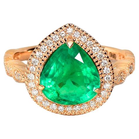 *Sales* IGI 14K 7.99 Ct Emerald Diamond Antique Art Deco Style Engagement Ring at 1stDibs ...