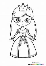 Princess With A crown  Coloring Pages For Kids sketch template