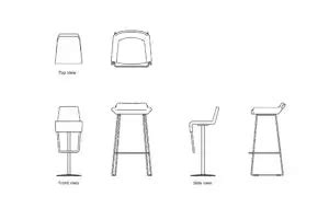 Counter Height Bar Stools - Free CAD Drawings