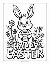 Happy Easter Coloring Page – Free Printable sketch template