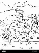 Knight On A Horse Coloring Page For Kids Stock Vector Image & Art  Alamy sketch template