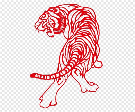 Tiger illustration, China Tiger Papercutting Chinese paper cutting, tiger, white, mammal png ...