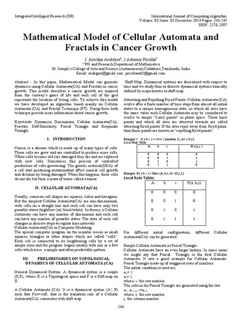 Mathematical Model of Cellular Automata and Fractals in Cancer Growth | PDF | Fractal | Mathematics