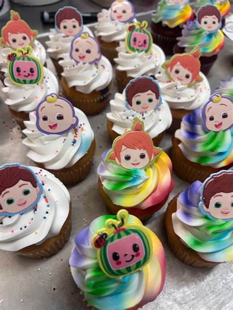 Cocomelon character cupcakss Birthday Food, Birthday Party Cake, 3rd ...