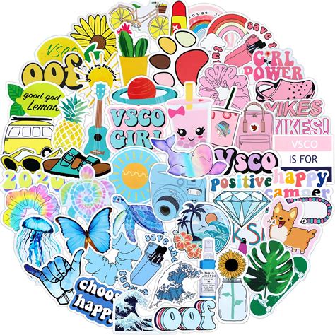 Buy Cute Stickers for Water Bottles,Vsco Stickers 100 Pack Waterproof Vinyl Stickers,Laptop ...