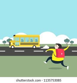 Boy Running After School Bus Stock Vector (Royalty Free) 1135753085 | Shutterstock