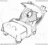 Cartoon Clipart Of A Black And White Boy Sick With Measles Resting In  sketch template