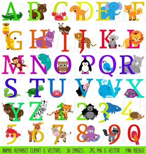 Animal Alphabet Font With Safari Jungle Zoo Animals - Etsy