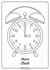 Clock Printable Free Alarm Coloring Page sketch template