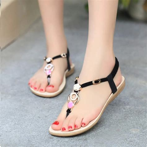 2017 New Sandals Women Casual Summer Bohemia Sweet Beaded Sandals Clip ...