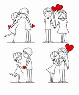 Couple Kiss For Valentines Day Coloring Page  Free Printable sketch template