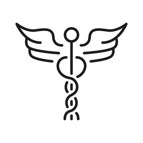 Caduceus Medical Sign. Pharmacy Emblem, Emergency Hospital Linear Pictogram. Pharmaceutical ...