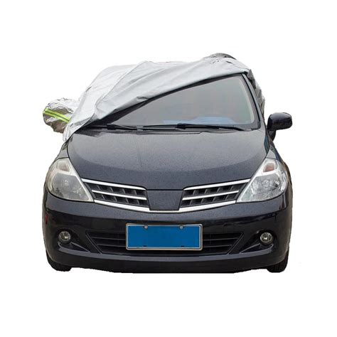 Silver Car Cover Dustproof Half Covers Nylon Shield Car Covers Outdoor ...