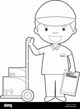 Easy coloring cartoon vector Illustration Of A Courier Stock Vector  sketch template